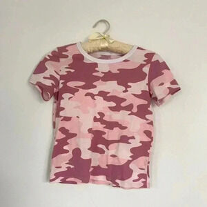 Pink camouflage baby tee.